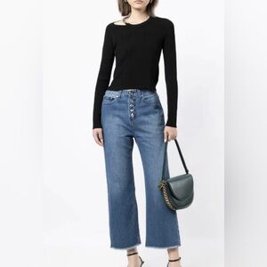 MICHAEL Michael Kors Women’s Blue Flared Frayed-Hem Cropped Jeans Size 12